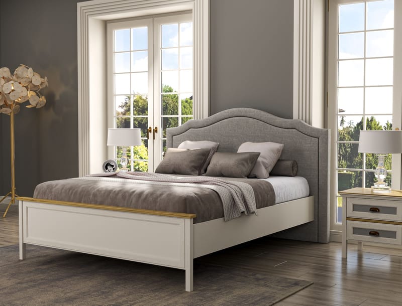 Nimora Dubbelsängram 180x200 cm - Crème, ek, grå - Möbler - Säng - Sängram & sängstomme