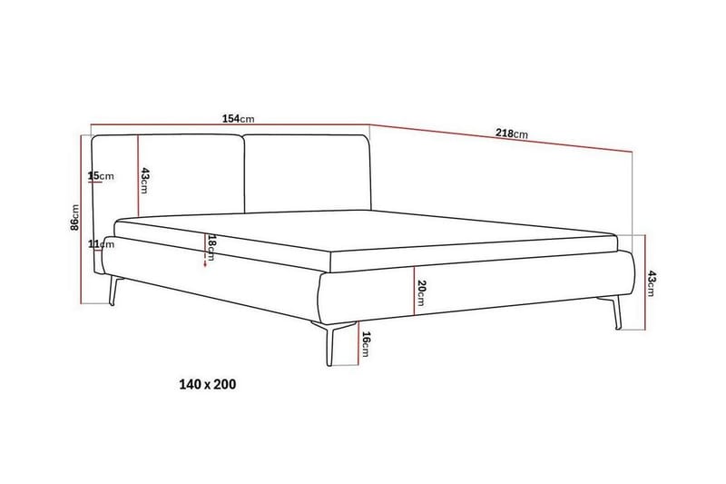 Nordic Komplett Sängpaket 140x200 cm med sänggavel - Grå - Möbler - Säng - Komplett sängpaket