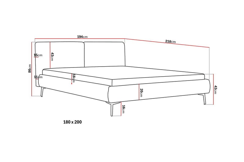 Nordic Komplett Sängpaket 180x200 cm med sänggavel - Grå - Möbler - Säng - Komplett sängpaket