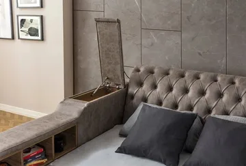 Olyvan Sängpaket med bänk och förvaring 250x290 cm Konstläder - Brun - Möbler - Säng - Sängram & sängstomme