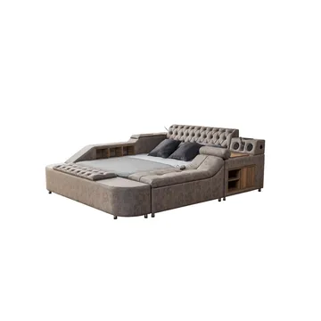 Olyvan Sängpaket med bänk och förvaring 250x290 cm Konstläder - Brun - Möbler - Säng - Sängram & sängstomme