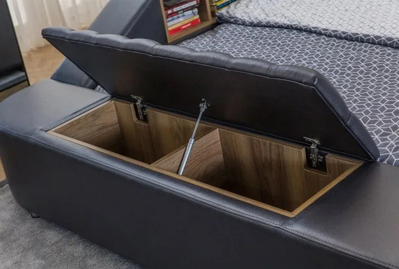 Olyvan Sängpaket med bänk och förvaring 250x290 cm Konstläder - Svart - Möbler - Säng - Sängram & sängstomme