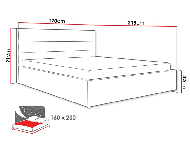 Omrynn Sängram 160x200 cm - Grå - Möbler - Säng - Sängram & sängstomme