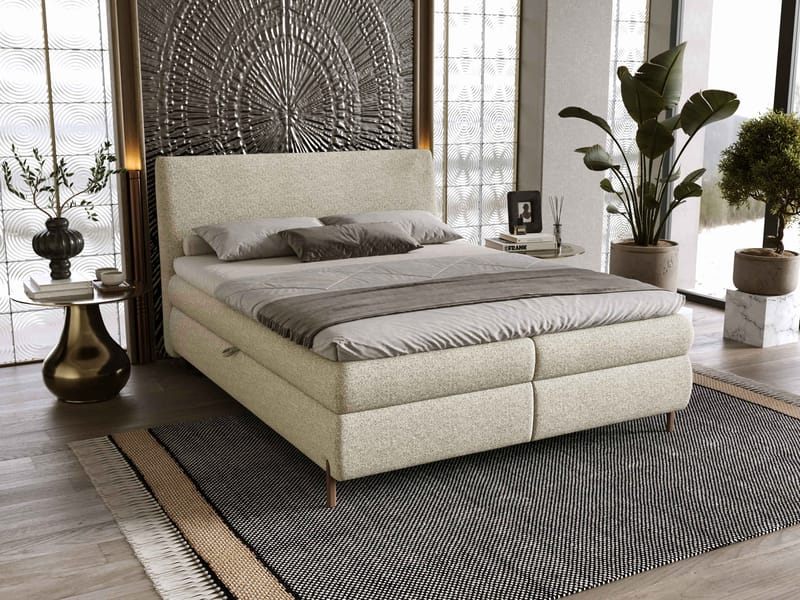 Orvalen Sängpaket Kontinentalsäng 140x200 cm med Lyftförvaring - beige - Möbler - Säng - Komplett sängpaket