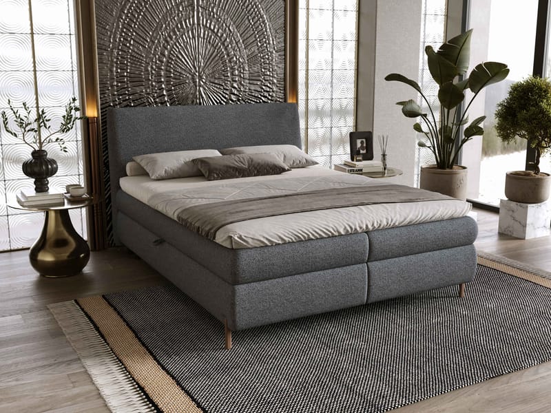 Orvalen Sängpaket Kontinentalsäng 140x200 cm med Lyftförvaring - mörkgrå - Möbler - Säng - Komplett sängpaket