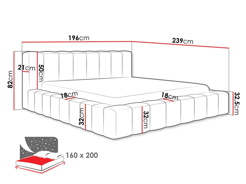 Orvinel Sängram 160x200 cm med Förvaring - Rosa - Möbler - Säng - Sängram & sängstomme
