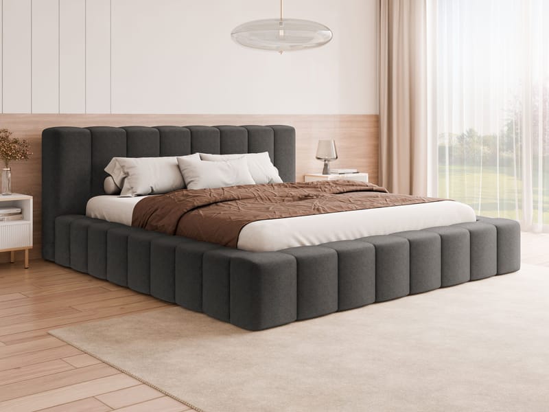 Orvinel Sängram 200x200 cm med Förvaring - Grå - Möbler - Säng - Sängram & sängstomme