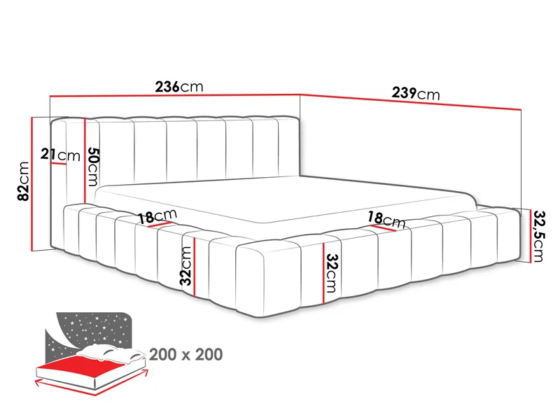Orvinel Sängram 200x200 cm med Förvaring - Svart - Möbler - Säng - Sängram & sängstomme