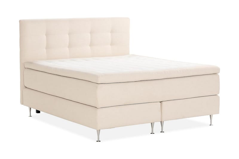 Oslo Lyx Komplett Sängpaket Boucle Knappad gavel 160x200 cm + Madrasskydd - Beige - Möbler - Säng - Komplett sängpaket