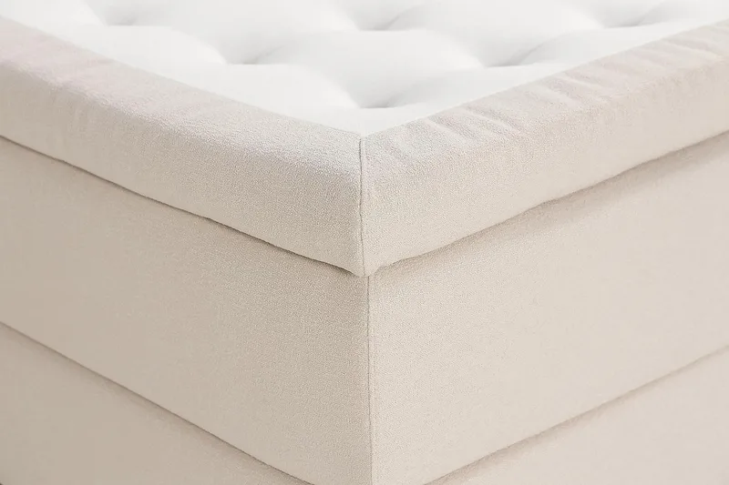 Oslo Lyx Sängpaket Boucle 120x200 Knappad gavel - Ljusbeige - Möbler - Säng - Kontinentalsäng