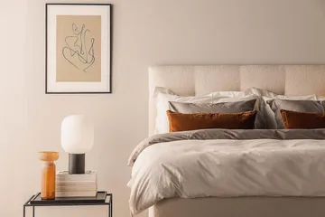 Oslo Lyx Sängpaket Boucle 180x200 Knappad gavel - Beige - Möbler - Säng - Kontinentalsäng