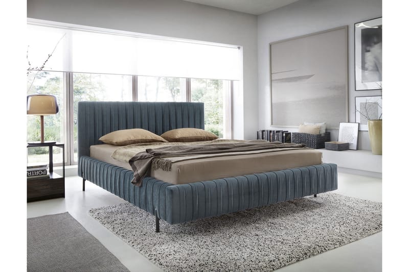 Plissa Sängram 140x200 cm - Blå - Möbler - Säng - Sängram & sängstomme