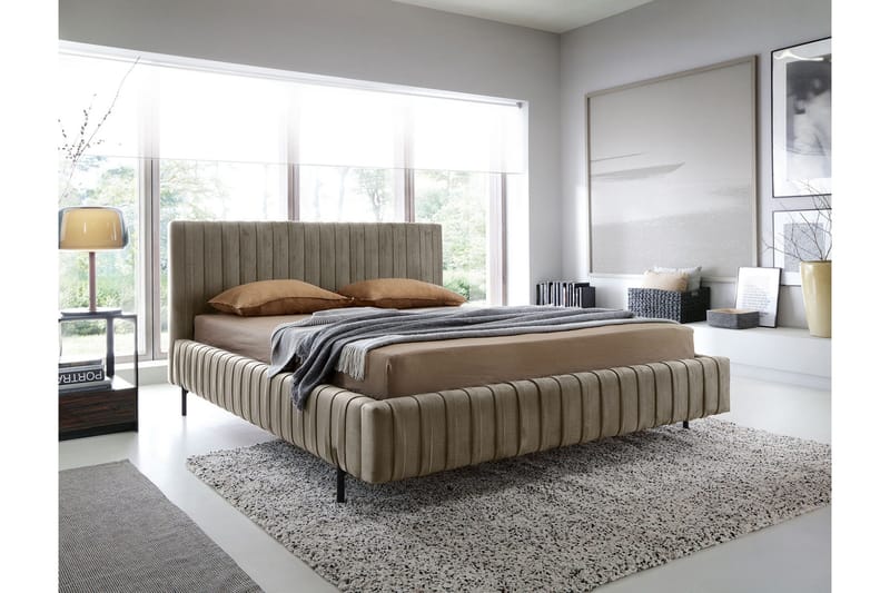 Plissa Sängram 140x200 cm - Ljusbrun - Möbler - Säng - Sängram & sängstomme