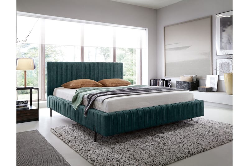 Plissa Sängram 180x200 cm - Mörkgrön - Möbler - Säng - Sängram & sängstomme