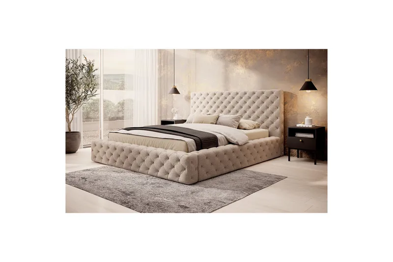 Princce Sängram 160x200 cm - Beige - Möbler - Säng - Sängram & sängstomme