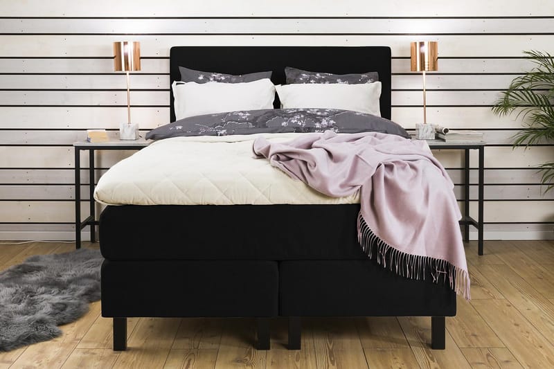 Princess Komplett Sängpaket – Kontinentalsäng 120x200 cm i Tyg med Bäddmadrass med Fasthetsgrad Medium - Svart - Möbler - Säng - Enkelsäng