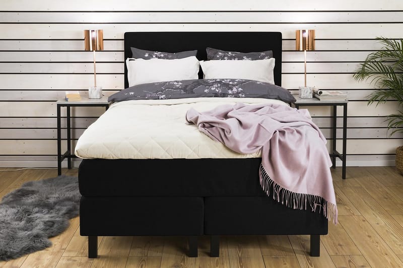 Princess Komplett Sängpaket – Kontinentalsäng 120x200 cm i Tyg med Bäddmadrass med Fasthetsgrad Medium - Svart - Möbler - Säng - Enkelsäng