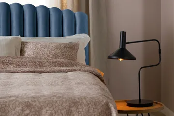 Princess Komplett Sängpaket – Kontinentalsäng 120x200 cm i Tyg med Sänggavel + Bäddmadrass med Fasthetsgrad Medium - Blå - Möbler - Säng - Komplett sängpaket