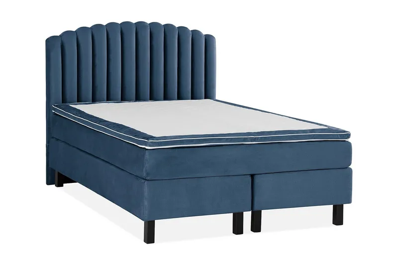 Princess Komplett Sängpaket – Kontinentalsäng 120x200 cm i Tyg med Sänggavel + Bäddmadrass med Fasthetsgrad Medium - Blå - Möbler - Säng - Komplett sängpaket