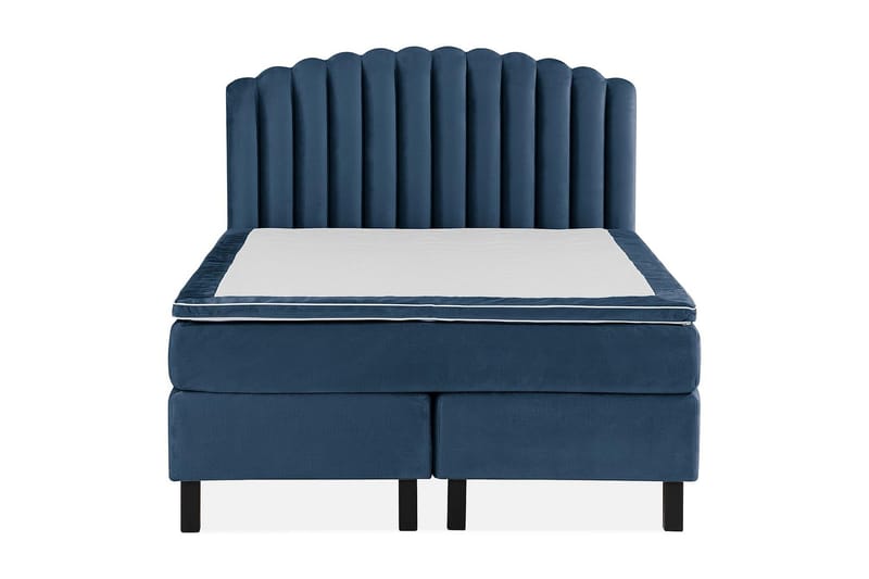 Princess Komplett Sängpaket – Kontinentalsäng 120x200 cm i Tyg med Sänggavel + Bäddmadrass med Fasthetsgrad Medium, Blå