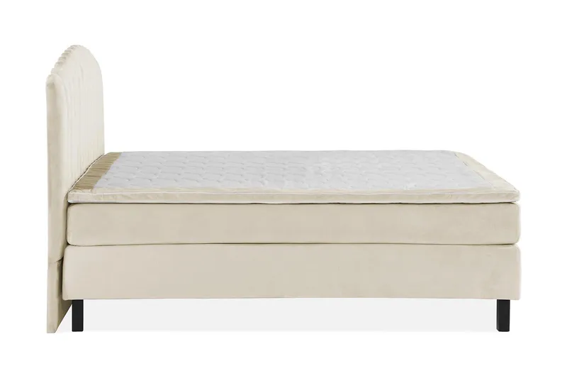 Princess Komplett Sängpaket – Kontinentalsäng 160x200 cm i Tyg med Sänggavel + Bäddmadrass med Fasthetsgrad Medium - Beige - Möbler - Säng - Komplett sängpaket