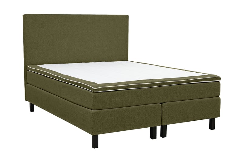 Princess Komplett Sängpaket – Kontinentalsäng 160x200 cm i Tyg med Sänggavel + Bäddmadrass med Fasthetsgrad Medium, Grön