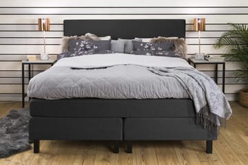 Princess Komplett Sängpaket – Kontinentalsäng 160x200 cm i Tyg med Sänggavel + Bäddmadrass med Fasthetsgrad Medium - Mörkgrå - Möbler - Säng - Kontinentalsäng