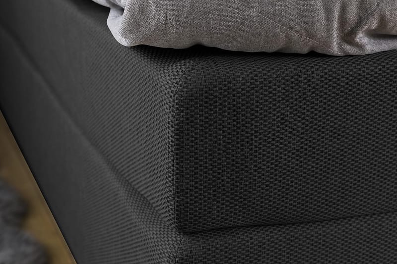 Princess Komplett Sängpaket – Kontinentalsäng 160x200 cm i Tyg med Sänggavel + Bäddmadrass med Fasthetsgrad Medium - Mörkgrå - Möbler - Säng - Kontinentalsäng
