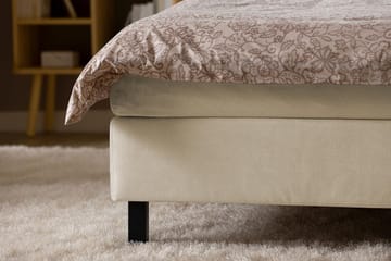 Princess Komplett Sängpaket – Kontinentalsäng 180x200 cm i Tyg med Sänggavel + Bäddmadrass med Fasthetsgrad Medium - Beige - Möbler - Säng - Komplett sängpaket