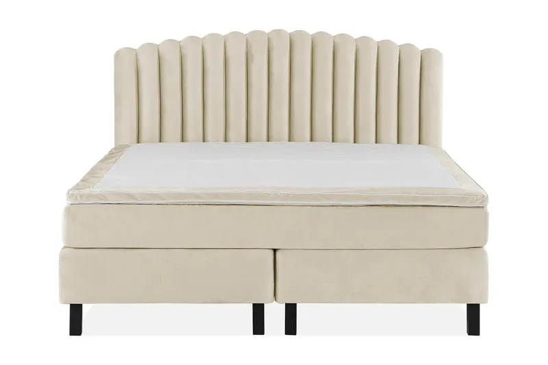 Princess Komplett Sängpaket – Kontinentalsäng 180x200 cm i Tyg med Sänggavel + Bäddmadrass med Fasthetsgrad Medium, Beige