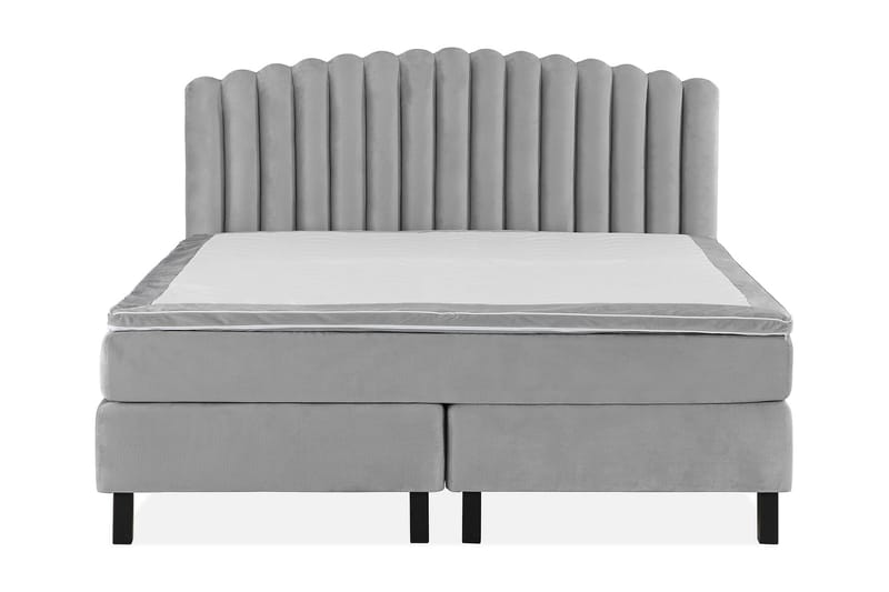 Princess Komplett Sängpaket – Kontinentalsäng 180x200 cm i Tyg med Sänggavel + Bäddmadrass med Fasthetsgrad Medium, Grå