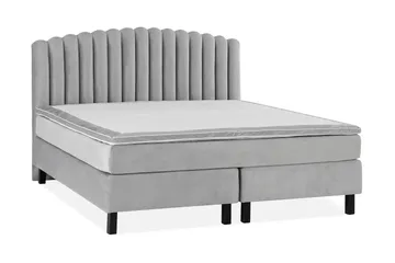 Princess Komplett Sängpaket – Kontinentalsäng 180x200 cm i Tyg med Sänggavel + Bäddmadrass med Fasthetsgrad Medium - Grå - Möbler - Säng - Komplett sängpaket