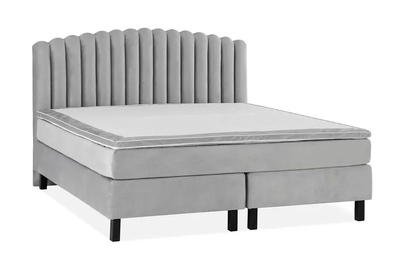 Princess Komplett Sängpaket – Kontinentalsäng 180x200 cm i Tyg med Sänggavel + Bäddmadrass med Fasthetsgrad Medium - Grå - Möbler - Säng - Komplett sängpaket