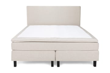 Princess Komplett Sängpaket – Kontinentalsäng 180x200 cm i Tyg med Sänggavel + Bäddmadrass med Fasthetsgrad Medium - Ljusbeige - Möbler - Säng - Kontinentalsäng