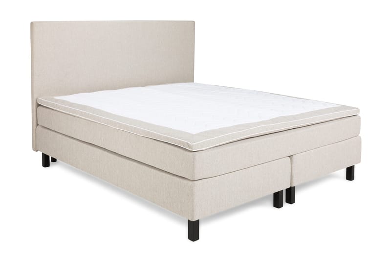 Princess Komplett Sängpaket – Kontinentalsäng 180x200 cm i Tyg med Sänggavel + Bäddmadrass med Fasthetsgrad Medium - Ljusbeige - Möbler - Säng - Kontinentalsäng