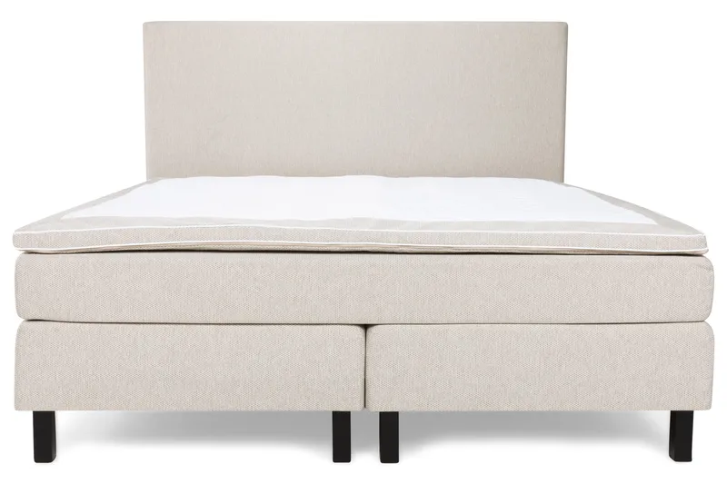 Princess Komplett Sängpaket – Kontinentalsäng 180x200 cm i Tyg med Sänggavel + Bäddmadrass med Fasthetsgrad Medium - Ljusbeige - Möbler - Säng - Kontinentalsäng