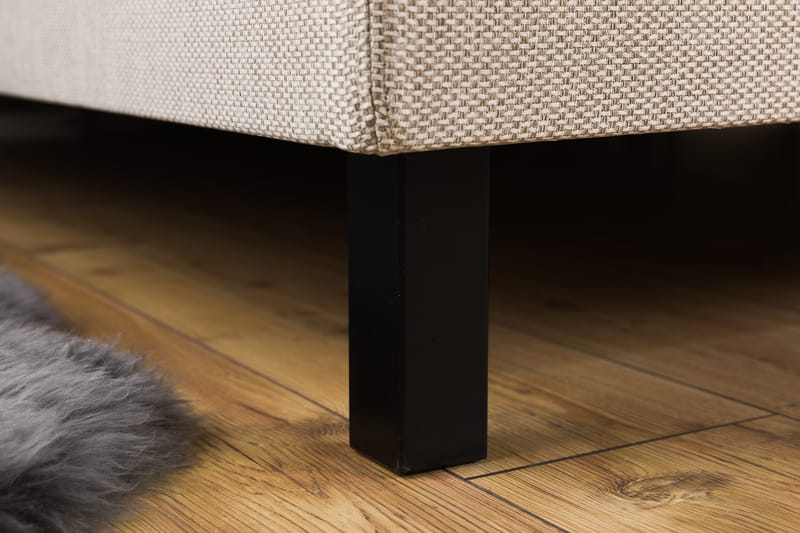 Princess Komplett Sängpaket – Kontinentalsäng 180x200 cm i Tyg med Sänggavel + Bäddmadrass med Fasthetsgrad Medium - Ljusbeige - Möbler - Säng - Kontinentalsäng