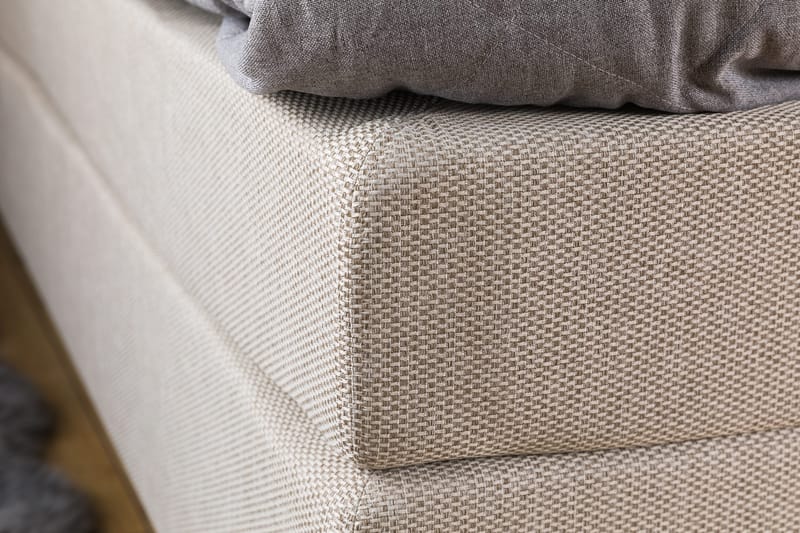 Princess Komplett Sängpaket – Kontinentalsäng 180x200 cm i Tyg med Sänggavel + Bäddmadrass med Fasthetsgrad Medium - Ljusbeige - Möbler - Säng - Kontinentalsäng