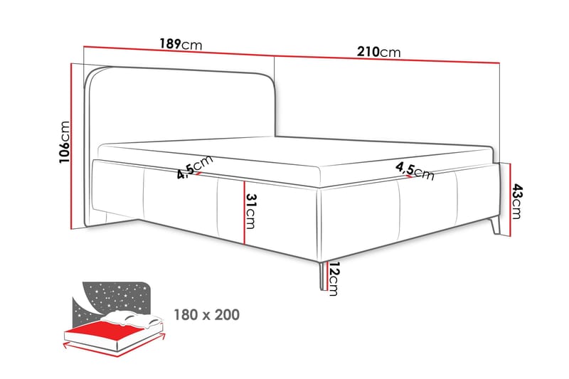 Raher Sängram 180x200 cm - Vit - Möbler - Säng - Sängram & sängstomme
