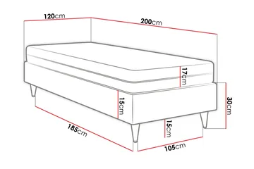 Adeliza Ramsäng 120x200 cm - Sammet/Rosa/Trä/Metall - Möbler - Säng - Ramsäng