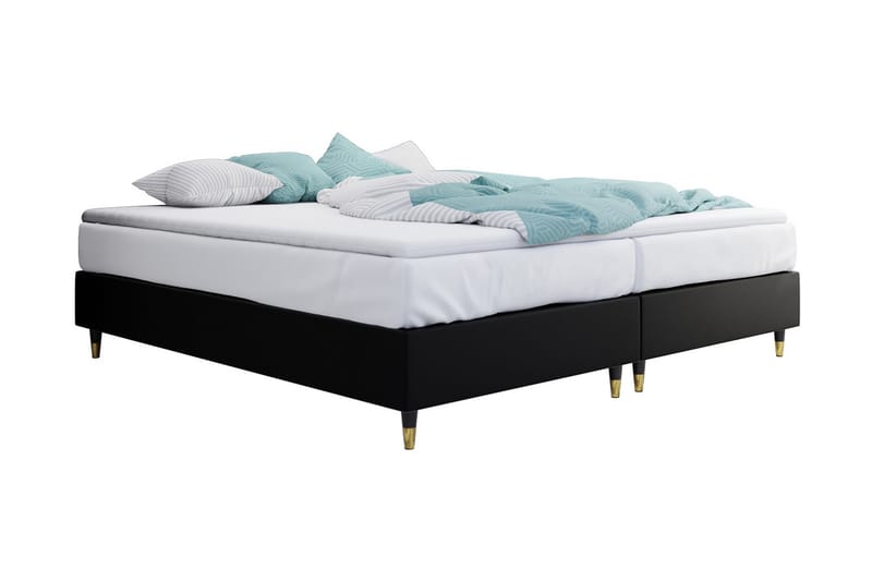 Adeliza Ramsäng 140x200 cm, Konstläder/Svart/Trä/Metall