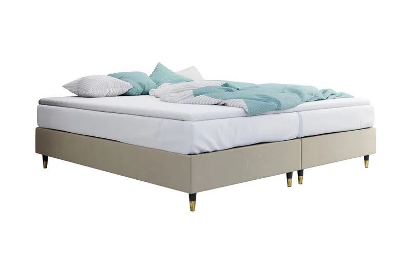 Adeliza Ramsäng 140x200 cm, Sammet/Beige/Trä/Metall