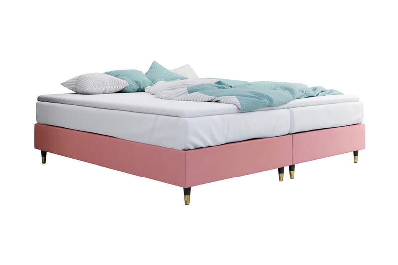 Adeliza Ramsäng 140x200 cm - Sammet/Rosa/Trä/Metall - Möbler - Säng - Ramsäng