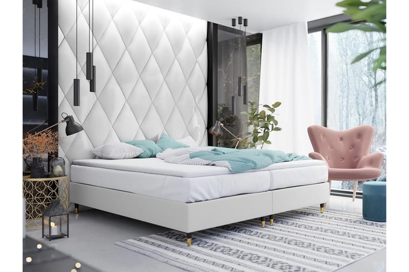 Adeliza Ramsäng 160x200 cm - Konstläder/Vit/Trä/Metall - Möbler - Säng - Ramsäng