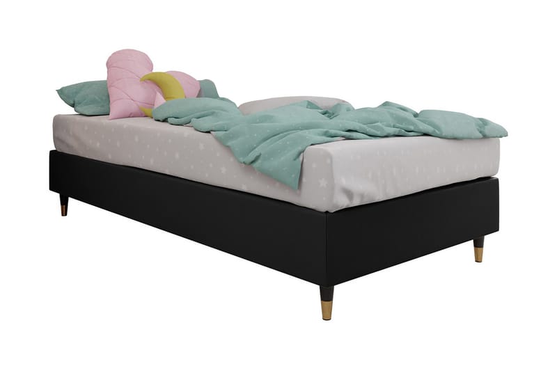 Adeliza Ramsäng 80x200 cm, Konstläder/Svart/Trä/Metall