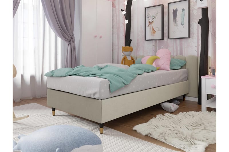 Adeliza Ramsäng 80x200 cm - Sammet/Beige/Trä/Metall - Möbler - Säng - Ramsäng