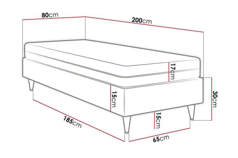 Adeliza Ramsäng 80x200 cm - Sammet/Rosa/Trä/Metall - Möbler - Säng - Ramsäng