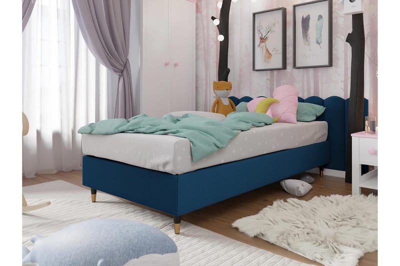 Adeliza Ramsäng 90x200 cm - Sammet/Blå/Trä/Metall - Möbler - Säng - Ramsäng
