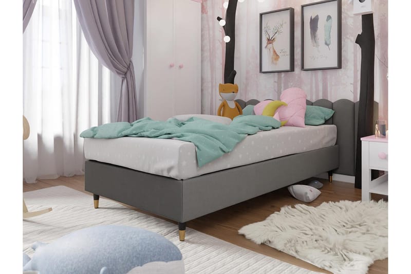 Adeliza Ramsäng 90x200 cm - Sammet/Grå/Trä/Metall - Möbler - Säng - Ramsäng