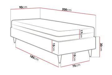 Adeliza Ramsäng 90x200 cm - Sammet/Grå/Trä/Metall - Möbler - Säng - Ramsäng